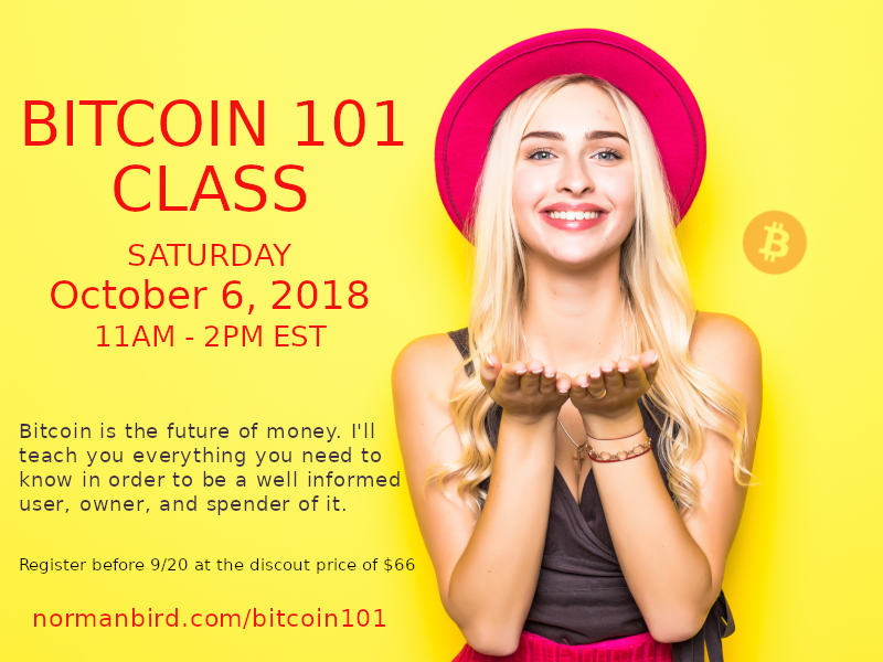 Bitcoin 1010 Class. October 6th 2018 at 11AM EST